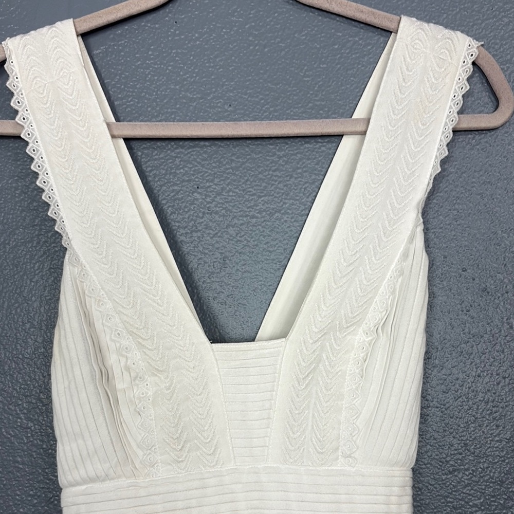 Magaschoni organic cotton gauze tiered lace trimmed Sleeveless Dress size 6 - Picture 6 of 7